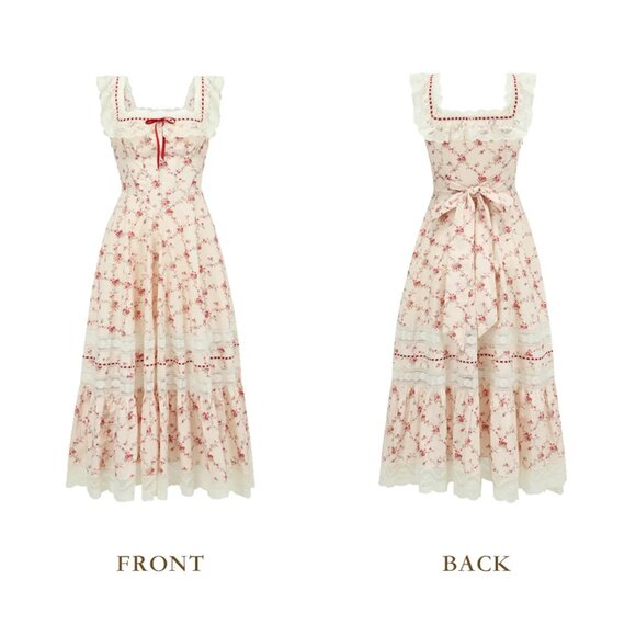 LACEMADE RED GARNET CORSET DRESS SIZE XS NWT Full sweep intricate ribbon lacings - Picture 7 of 8